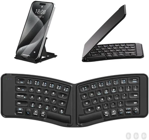 Wireless Foldable Keyboard for iPad, iPhone, Tablet, Laptop | Concave Keycaps, 3 Device Bluetooth Connect, Split Design, 360° Folding Ultra Slim, USB-C Rechargeable, for Travel Business Wireless Foldable Keyboard for iPad, iPhone, Tablet, Laptop | Concave Keycaps, 3 Device Bluetooth Connect, Split Design, 360° Folding Ultra Slim, USB-C Rechargeable, for Travel Business