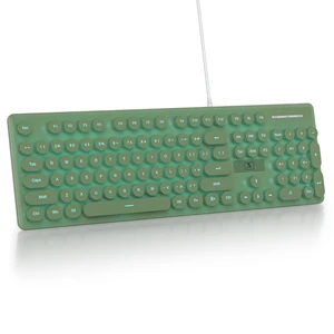 Quiet Keyboard Wired Membrane Keyboard Green, Full Size 104 Keys Typewriter Key Board with Number Pad, Blue LED Backlit, Round Keycaps, Cute Computer Keyboards (Dark Green) Quiet Keyboard Wired Membrane Keyboard Green, Full Size 104 Keys Typewriter Key Board with Number Pad, Blue LED Backlit, Round Keycaps, Cute Computer Keyboards (Dark Green)
