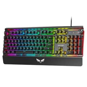 Wired Gaming Keyboard, MetalPanel RGB Keyboard with Volume Knob | 15-Zone RGB Illumination, Double-shot Keycaps, Whisper Quiet, IP32 Water Resistance, 25 Anti-ghosting Keys, Ergonomic Design Wired Gaming Keyboard, MetalPanel RGB Keyboard with Volume Knob | 15-Zone RGB Illumination, Double-shot Keycaps, Whisper Quiet, IP32 Water Resistance, 25 Anti-ghosting Keys, Ergonomic Design