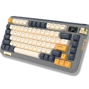 F75 Mechanical Keyboard, 75% Hot Swappable Gasket Structure Tri-Mode Gaming Keyboard, 81 Keys RGB Bluetooth Wireless Keyboard with Linear Switch, PBT Keycaps, Screen for Windows Mac (Gray) F75 Mechanical Keyboard, 75% Hot Swappable Gasket Structure Tri-Mode Gaming Keyboard, 81 Keys RGB Bluetooth Wireless Keyboard with Linear Switch, PBT Keycaps, Screen for Windows Mac (Gray)