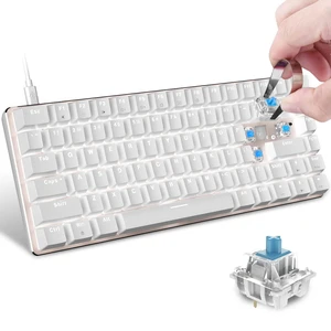 60% Mechanical Gaming Keyboard,Hot Swappable Compact 82 Keys Wired Mechanical Keyboard with White LED Backlit,Detachable Type-C Cable,Ergonomic Design,for Windows PC Gamers(Blue Switch,White) 60% Mechanical Gaming Keyboard,Hot Swappable Compact 82 Keys Wired Mechanical Keyboard with White LED Backlit,Detachable Type-C Cable,Ergonomic Design,for Windows PC Gamers(Blue Switch,White)