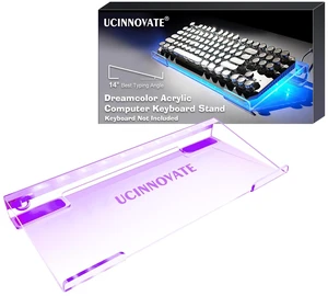 RGB Acrylic Computer Keyboard Stand, LED Backlit Keyboard Stand Tray, 75% 80% Gaming Keyboard USB Interface Titled Keyboard Stand for Easy Ergonomic Typing and Working Office Desk, Home RGB Acrylic Computer Keyboard Stand, LED Backlit Keyboard Stand Tray, 75% 80% Gaming Keyboard USB Interface Titled Keyboard Stand for Easy Ergonomic Typing and Working Office Desk, Home