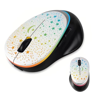 Space Bluetooth Wireless Mouse with Starry Sky RGB Backlight& Gradient Breathing Light - Ergonomic Dual Mode Rechargeable Mouse, Type-C Charging - Perfect for Office, Gaming & Travel (White) Space Bluetooth Wireless Mouse with Starry Sky RGB Backlight& Gradient Breathing Light - Ergonomic Dual Mode Rechargeable Mouse, Type-C Charging - Perfect for Office, Gaming & Travel (White)