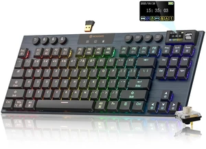 Immersion A3 Low Profile Wireless Mechanical Keyboard, Silent | Bluetooth 5.0/2.4GHz/USB C, Hot Swappable, RGB Backlit, TFT Screen, 5800mAh Battery, Aluminum, for PC/MAC Immersion A3 Low Profile Wireless Mechanical Keyboard, Silent | Bluetooth 5.0/2.4GHz/USB C, Hot Swappable, RGB Backlit, TFT Screen, 5800mAh Battery, Aluminum, for PC/MAC