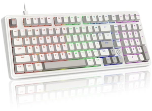 AK980 97% Wired Mechanical Keyboard, Gasket Hot-Swappable, Pre-Lubed | Red Switches 45gf, NKRO 1000Hz, Dual-Tone Keycaps, USB-C, Retro Grey-White Numpad Full Size Control Office Quiet Typing Keys AK980 97% Wired Mechanical Keyboard, Gasket Hot-Swappable, Pre-Lubed | Red Switches 45gf, NKRO 1000Hz, Dual-Tone Keycaps, USB-C, Retro Grey-White Numpad Full Size Control Office Quiet Typing Keys
