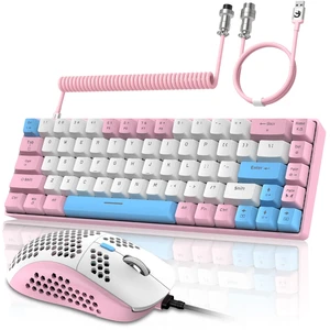T8PR0 Wired 65% Mechanical Gaming Keyboard and Mouse Combo-Pink | RGB Backlit,Anti-ghosting,TKL,Mini 68 Key,Coiled C to A Cable,Tactile Blue Switch,Ultralight Mice for PS4 Xbox PC Mac Gamer T8PR0 Wired 65% Mechanical Gaming Keyboard and Mouse Combo-Pink | RGB Backlit,Anti-ghosting,TKL,Mini 68 Key,Coiled C to A Cable,Tactile Blue Switch,Ultralight Mice for PS4 Xbox PC Mac Gamer