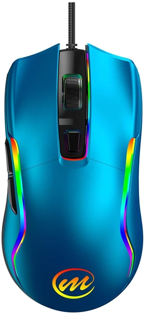 Wired Gaming Mouse with RGB - 6 Adjustable DPI up to 12800, 6 Buttons, 12 Lighting Modes, Ergonomic Design with Anti-Slip Rubber Wheel, 5.6ft Braided Cable for PC/Mac/Windows - Blue Wired Gaming Mouse with RGB - 6 Adjustable DPI up to 12800, 6 Buttons, 12 Lighting Modes, Ergonomic Design with Anti-Slip Rubber Wheel, 5.6ft Braided Cable for PC/Mac/Windows - Blue