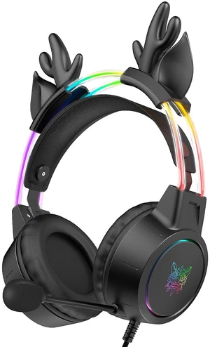 Lightweight Gaming Headset, RGB Lighting, Wired Over Ear Headphones with Mic for PC Laptop PS4 PS5 Switch, Stereo Surround Sound, Self-Adjusting Headband, Black Deer Ear Lightweight Gaming Headset, RGB Lighting, Wired Over Ear Headphones with Mic for PC Laptop PS4 PS5 Switch, Stereo Surround Sound, Self-Adjusting Headband, Black Deer Ear