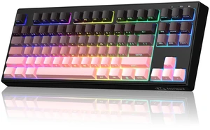 Free wolf M87 V2 87 Keys Membrane Gaming Wireless Keyboard,80% TKL Layout Side Printed Keys Retro Cute Creamy,RGB Backlit 4000mAh 2.4G/BT/Wired Computer Silent Keyboard for MAC PC-Gradient Pink Free wolf M87 V2 87 Keys Membrane Gaming Wireless Keyboard,80% TKL Layout Side Printed Keys Retro Cute Creamy,RGB Backlit 4000mAh 2.4G/BT/Wired Computer Silent Keyboard for MAC PC-Gradient Pink