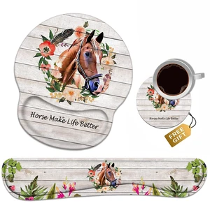 Keyboard Wrist Rest + Mouse Pad Wrist Support Set with Coasters, Non-Slip PU Base Ergonomic Mousepad for Home Office Working Studying Easy Typing & Pain Relief, Horse Theme, Horses Make Life Better Keyboard Wrist Rest + Mouse Pad Wrist Support Set with Coasters, Non-Slip PU Base Ergonomic Mousepad for Home Office Working Studying Easy Typing & Pain Relief, Horse Theme, Horses Make Life Better