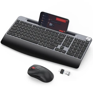 GAMCATZ Ergonomic Wireless Keyboard and Mouse with Wrist RestPhone Holder - 2.4GHz Full-Sized Low-Profile Quiet Wireless Mouse and Keyboard Combo for Computer, Laptop, PC, Mac-Black GAMCATZ Ergonomic Wireless Keyboard and Mouse with Wrist RestPhone Holder - 2.4GHz Full-Sized Low-Profile Quiet Wireless Mouse and Keyboard Combo for Computer, Laptop, PC, Mac-Black
