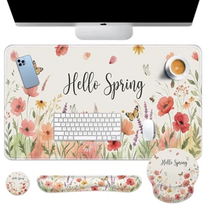 Arttown Keyboard Mouse Pad Set, 4 in 1 Desk Mat Set Wildflower Butterfly | Watercolor Spring Large Mousepad+Keyboard Wrist Rest+Mouse Wrist Rest+Coaster Ergonomic Design for Home Office Computer Arttown Keyboard Mouse Pad Set, 4 in 1 Desk Mat Set Wildflower Butterfly | Watercolor Spring Large Mousepad+Keyboard Wrist Rest+Mouse Wrist Rest+Coaster Ergonomic Design for Home Office Computer