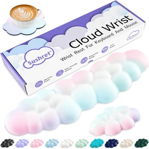 Sushret Cloud Wrist Rest Keyboard, Cloud Keyboard Wrist Pad Set with PU Leather Memory Foam, Cute Arm Rest for Palm Support, PC/Gaming Desk Accessories/Office Setup/Computer Hand Cushion - Rainbow Sushret Cloud Wrist Rest Keyboard, Cloud Keyboard Wrist Pad Set with PU Leather Memory Foam, Cute Arm Rest for Palm Support, PC/Gaming Desk Accessories/Office Setup/Computer Hand Cushion - Rainbow