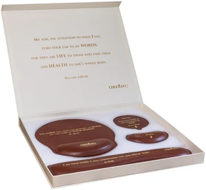 Christian Mouse Pad with Wrist Rest Set, 4 Pieces, 4 Bible Verses, Gift Box | Christian desk accessories, PU leather, memory foam wrist rests, no rubber odor, magnetic closure, devotional wall art Christian Mouse Pad with Wrist Rest Set, 4 Pieces, 4 Bible Verses, Gift Box | Christian desk accessories, PU leather, memory foam wrist rests, no rubber odor, magnetic closure, devotional wall art