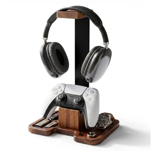 Gaming Equipment Headset Stand with Game Controller Holder & Storage Base, Stylish Gamer Gifts for Men Teenage Boy Headphone Stand, Unique Gifts for Gamers to Organize Gaming Accessories (Brown Wood) Gaming Equipment Headset Stand with Game Controller Holder & Storage Base, Stylish Gamer Gifts for Men Teenage Boy Headphone Stand, Unique Gifts for Gamers to Organize Gaming Accessories (Brown Wood)