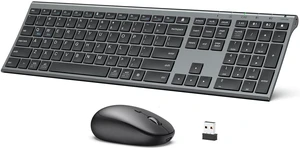iClever DK03 Bluetooth Keyboard and Mouse Combo, Slim Full-Size, Space Gray | Dual Bluetooth & 2.4G Modes, Slim Wireless Keyboard Mouse with Numeric Keypad, Quiet Typing, Rechargeable, for Windows & iClever DK03 Bluetooth Keyboard and Mouse Combo, Slim Full-Size, Space Gray | Dual Bluetooth & 2.4G Modes, Slim Wireless Keyboard Mouse with Numeric Keypad, Quiet Typing, Rechargeable, for Windows &