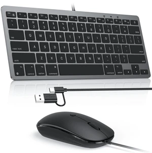 OMOTON Wired Keyboard and Mouse for Mac, Compact Layout | Keyboard with Dual Interface (Type-C and USB A), Mouse with ONLY USB A Interface for Mac/iMac/MacBook, Black Grey OMOTON Wired Keyboard and Mouse for Mac, Compact Layout | Keyboard with Dual Interface (Type-C and USB A), Mouse with ONLY USB A Interface for Mac/iMac/MacBook, Black Grey