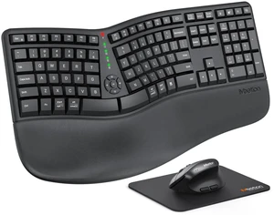MEETION Ergonomic Keyboard and Mouse Combo, Split Design, Vertical Mouse | Rechargeable full-size keyboard with cushioned wrist rest, 2.4GHz USB receiver, natural typing, for Windows, Mac, PC, laptop MEETION Ergonomic Keyboard and Mouse Combo, Split Design, Vertical Mouse | Rechargeable full-size keyboard with cushioned wrist rest, 2.4GHz USB receiver, natural typing, for Windows, Mac, PC, laptop