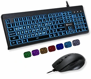 X9 Performance Wired Keyboard and Mouse Combo - Large Print Backlit Keys for Seniors, Lighted Computer Keyboard Wired, 7 LED Colors, 4 DPI Modes, USB Plug and Play for Windows PC X9 Performance Wired Keyboard and Mouse Combo - Large Print Backlit Keys for Seniors, Lighted Computer Keyboard Wired, 7 LED Colors, 4 DPI Modes, USB Plug and Play for Windows PC