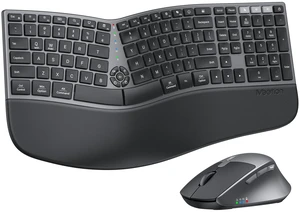 MEETION Ergonomic Keyboard and Mouse, Split Curved 2.4G/Bluetooth Keyboard | Full-size split curved keyboard with cushioned palm rest, adjustable tilt, 2.4G/Bluetooth connection and ergonomic mouse. MEETION Ergonomic Keyboard and Mouse, Split Curved 2.4G/Bluetooth Keyboard | Full-size split curved keyboard with cushioned palm rest, adjustable tilt, 2.4G/Bluetooth connection and ergonomic mouse.