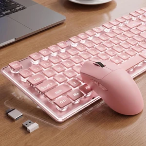 Wireless Keyboard and Mouse Combo, White Backlit, Rechargeable - Pink | Light-Up Letters, Full Size, Soft Tactile Click Typing, Quiet Mouse, 2.4GHz Wireless Set for PC Laptop Windows Mac OS, EWEADN Wireless Keyboard and Mouse Combo, White Backlit, Rechargeable - Pink | Light-Up Letters, Full Size, Soft Tactile Click Typing, Quiet Mouse, 2.4GHz Wireless Set for PC Laptop Windows Mac OS, EWEADN
