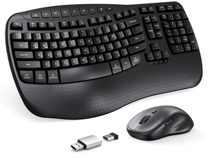 MEETION Ergonomic Wireless Keyboard and Mouse Combo with Wave Keys | Natural wave keys, hard wrist rest, 2.4G USB receiver, full-size layout, 4 DPI optical mouse, for Windows, Mac, desktop PC MEETION Ergonomic Wireless Keyboard and Mouse Combo with Wave Keys | Natural wave keys, hard wrist rest, 2.4G USB receiver, full-size layout, 4 DPI optical mouse, for Windows, Mac, desktop PC