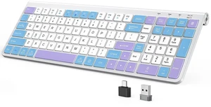 JOYACCESS Wireless Keyboard,Ergonomic Computer Keyboard,Silent Compact Cordless,Low Profile with Numeric Pad for Mac/Windows/PC/Desktop/Laptop-Purple Blue JOYACCESS Wireless Keyboard,Ergonomic Computer Keyboard,Silent Compact Cordless,Low Profile with Numeric Pad for Mac/Windows/PC/Desktop/Laptop-Purple Blue