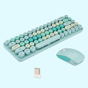 Compact Wireless Keyboard and Mouse Combo, Colorful Round Keycap, Soundless 68 Keys, Suitable for Girls and Kids, Compatible with Notebook, PC (Blue) Compact Wireless Keyboard and Mouse Combo, Colorful Round Keycap, Soundless 68 Keys, Suitable for Girls and Kids, Compatible with Notebook, PC (Blue)