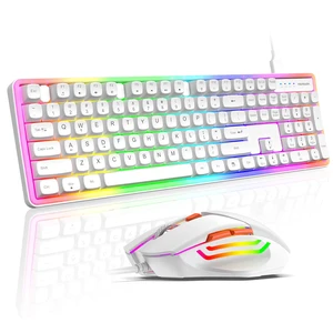 Wired RGB Keyboard and Mouse Combo, Adjustable Rainbow Backlit, 104-Key Full-Size with Numpad, 6400 DPI Ergonomic High-Precision Mouse, Plug & Play, for PC Laptop Mac Windows Mac Office Gaming (White) Wired RGB Keyboard and Mouse Combo, Adjustable Rainbow Backlit, 104-Key Full-Size with Numpad, 6400 DPI Ergonomic High-Precision Mouse, Plug & Play, for PC Laptop Mac Windows Mac Office Gaming (White)