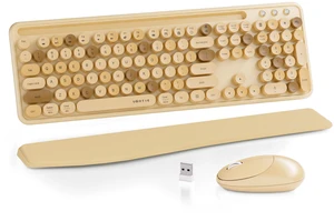 UBOTIE Wireless Keyboard and Mouse Combo, Phone Holder (Milk-Tea) | Ergonomic Wrist Rest, Round Colorful Keys, Power Switches, 2.4GHz USB Receiver, Full-Size QWERTY Layout for PC Laptop UBOTIE Wireless Keyboard and Mouse Combo, Phone Holder (Milk-Tea) | Ergonomic Wrist Rest, Round Colorful Keys, Power Switches, 2.4GHz USB Receiver, Full-Size QWERTY Layout for PC Laptop