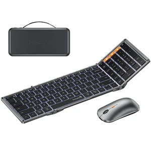 ProtoArc XKM01 Pro Backlit Foldable Keyboard and Mouse, Full Size, Gray | 105 Keys, 0.65 in Keycaps,3 Brightness Levels, Multi-device Switching, USB-C Charging, for Travel Business Night Typing ProtoArc XKM01 Pro Backlit Foldable Keyboard and Mouse, Full Size, Gray | 105 Keys, 0.65 in Keycaps,3 Brightness Levels, Multi-device Switching, USB-C Charging, for Travel Business Night Typing