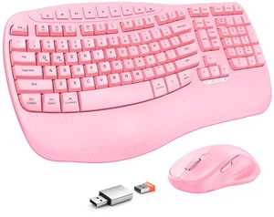 MEETION Pink Ergonomic Wireless Keyboard and Mouse with Wrist Rest, Pink | Fullsize keyboard and mouse combo,ergonomic with wrist rest, multimedia hotkeys & 4level adjustable DPI, 2.4G plugandplay MEETION Pink Ergonomic Wireless Keyboard and Mouse with Wrist Rest, Pink | Fullsize keyboard and mouse combo,ergonomic with wrist rest, multimedia hotkeys & 4level adjustable DPI, 2.4G plugandplay