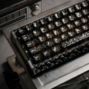 GEKUCAP Black Carbon Fiber Keycaps, Shine Through Keyboard Keycaps | Top Print132 Keys Cherry Profile Translucent PC Keycap Set, Universal Fit for Most Mechanical Gaming Keyboards