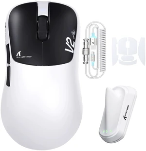 ATTACK SHARK V2 AIR 8K Lightweight Wireless Gaming Mouse, 59g, Ink&Stickers | Dual 8K, 0.168ms, 800H Battery, Tri-Mode, Nordic 54L15, PAW3955MAX, 60K DPI, 100M-Click Switches, Web Driver, RGB Cable