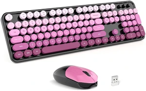 Wireless Keyboard and Mouse Combo - GEEZER Blackpink-Gradient Full-Sized Colorful Keyboard 104 Keys - USB 2.4 G Receiver Plug Play with Round Keycap Typewriter Keyboards, for Windows, PC, Laptop Wireless Keyboard and Mouse Combo - GEEZER Blackpink-Gradient Full-Sized Colorful Keyboard 104 Keys - USB 2.4 G Receiver Plug Play with Round Keycap Typewriter Keyboards, for Windows, PC, Laptop