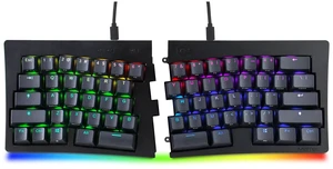 BAROCCOMiSTEL MiSTEL MD600 Alpha BT RGB, Split Keyboard, Ergonomic Mechanical Keyboard, 60%, PBT Double Shot Keycap (Transparent), Bluetooth5.0, Mac/Windows OS Compatible (Silent Red)