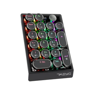 7KEYS Retro Mechanical Numpad with RGB Backlit, Hot Swappable, Wireless Bluetooth and 2.4G Connection, 1000mAh Battery, Function Knob for PC Laptop