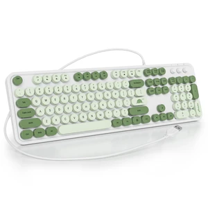 Ussixchare Wired Typewriter Keyboard Full Size Green Matcha Keyboard Retro Computer Keyboard with Round Keycaps for Windows Laptop(Matcha) Ussixchare Wired Typewriter Keyboard Full Size Green Matcha Keyboard Retro Computer Keyboard with Round Keycaps for Windows Laptop(Matcha)