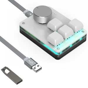 GEEKRIA USB Mini 4-Key + Knob One-Handed Mechanical Gaming Keyboard, Customizable 3-Layer Macro Function OSU Micro Keyboard RGB Silent Red Switches for Windows XP/7/8/10/11 and Mac OS