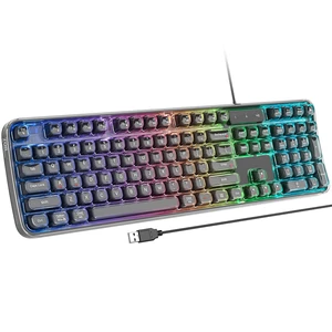 GEEZER Computer Backlit Keyboard Black Crystal - Full-Size Wired Transparent Keycap Portable Keyboards Compatible with Windows, Laptop, PC, Desktop GEEZER Computer Backlit Keyboard Black Crystal - Full-Size Wired Transparent Keycap Portable Keyboards Compatible with Windows, Laptop, PC, Desktop