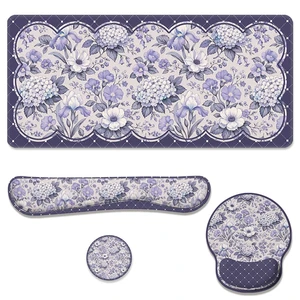 Lavender Floral Desk Mat Set Vintage Style Large Mouse Pad with Wrist Rest 4in1 Desk Mat for Desktop Ergonomic Keyboard Wrist Support Anti-Slip Computer Ergonomic Mouse Pad Home Office Gaming Lavender Floral Desk Mat Set Vintage Style Large Mouse Pad with Wrist Rest 4in1 Desk Mat for Desktop Ergonomic Keyboard Wrist Support Anti-Slip Computer Ergonomic Mouse Pad Home Office Gaming