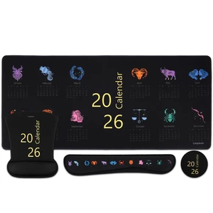 Leopauto 4-Piece Mouse Pad Set with Wrist Rest, Black Horoscope Calendar | Mouse pad for desk setups, memory foam keyboard wrist rest, matching coaster, non-slip base, and water-resistant XL mat. Leopauto 4-Piece Mouse Pad Set with Wrist Rest, Black Horoscope Calendar | Mouse pad for desk setups, memory foam keyboard wrist rest, matching coaster, non-slip base, and water-resistant XL mat.