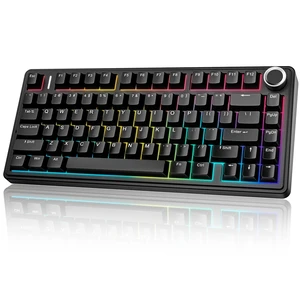 NSYCA x Aula F75 Wireless Mechanical Keyboard, Gasket Mount Hot Swappable RGB Gaming Keyboard with Knob, Tri-Mode BT5.0/2.4G/USB-C, Creamy Keyboard Pre-lubed Linear Switch, PBT Keycaps for PC Mac