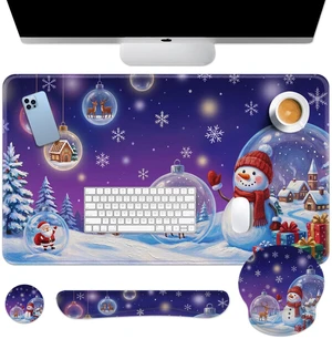 Britimes Keyboard Mouse Pad Set, 4 in 1 Desk Mat Set, Christmas Snowman | Snowflake Blue Large Mousepad+Keyboard Wrist Rest+Mouse Wrist Rest+Coaster Ergonomic Design for Home Office Computer Britimes Keyboard Mouse Pad Set, 4 in 1 Desk Mat Set, Christmas Snowman | Snowflake Blue Large Mousepad+Keyboard Wrist Rest+Mouse Wrist Rest+Coaster Ergonomic Design for Home Office Computer