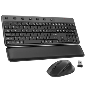 Doohoeek 2.4G Wireless Keyboard Combo KG818 | Removable Palm Rest, Compatible with Mac/Win, Fullsize Design, 3-Level-DPI