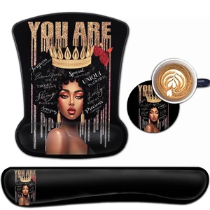Keyboard Wrist Rest and Mouse Pad Wrist Support Set, Ergonomic Gel Mouse Pad Wrist Rest with Non-Slip Base for Home Office Desk Pad Easy Typing, African American Black Women Gaming Mouse Pad Keyboard Wrist Rest and Mouse Pad Wrist Support Set, Ergonomic Gel Mouse Pad Wrist Rest with Non-Slip Base for Home Office Desk Pad Easy Typing, African American Black Women Gaming Mouse Pad