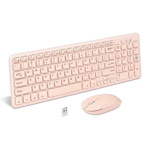 HW156 2.4GHz Wireless Keyboard and Mouse Set, 96 Keys Full-Size Ultra Thin Silent Lightweight, Shared USB Receiver, Optical Mouse Combo for Laptop PC Desktops Computer/Windows/Mac/iMac (Pink) HW156 2.4GHz Wireless Keyboard and Mouse Set, 96 Keys Full-Size Ultra Thin Silent Lightweight, Shared USB Receiver, Optical Mouse Combo for Laptop PC Desktops Computer/Windows/Mac/iMac (Pink)