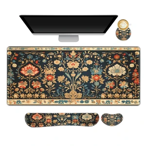 ARTSO Desk Mat Set, Mouse Pad with Wrist Rest Support + Keyboard Wrist Rest + Large Mouse Pad + Coaster, Extended Gaming Mousepad Combo, Retro Flower Plant ARTSO Desk Mat Set, Mouse Pad with Wrist Rest Support + Keyboard Wrist Rest + Large Mouse Pad + Coaster, Extended Gaming Mousepad Combo, Retro Flower Plant