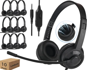 Ladont 10 Pack Kids Headphones with Mic 3.5mm Wired for Classroom | 3.5mm Wired Headset | 6ft Cable, In-line Controls, Built-in Mic | Works with PC, Laptop, Chromebook Ladont 10 Pack Kids Headphones with Mic 3.5mm Wired for Classroom | 3.5mm Wired Headset | 6ft Cable, In-line Controls, Built-in Mic | Works with PC, Laptop, Chromebook