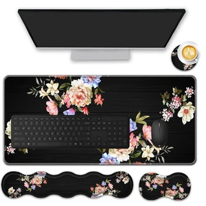 FGDRFGRW Mouse Pad Set,(31.5×11.8 in) Desk Pad + Keyboard Wrist Rest Support + Mouse Wrist Rest + Coaster for Office,Home,Computer,Laptop - 4 Peony Flower FGDRFGRW Mouse Pad Set,(31.5×11.8 in) Desk Pad + Keyboard Wrist Rest Support + Mouse Wrist Rest + Coaster for Office,Home,Computer,Laptop - 4 Peony Flower